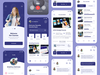 Online Education Mobile App clean design course app e course e learling ecommerce education education app exploration knowledge lesson app mobile app design modern design nft online course app online school onlinecourse popular design shahinurstk02 study ui ux