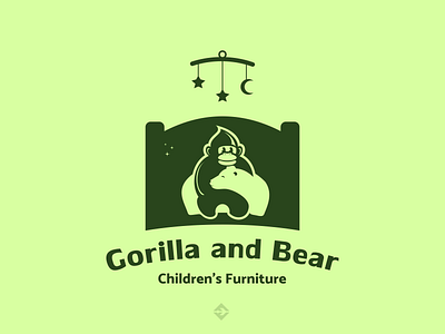 Gorilla and Bear-Childrens Furniture bear bed branding child design flat furniture gorilla graphic design illustration logo pictorial vector