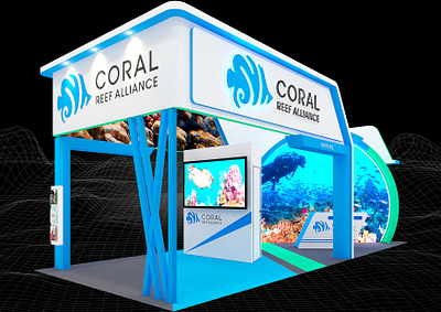 Coral Reef Alliance 4x10 Exhibition Booth 3d 4x10 booth booth layout branding charity design event exhibition fair island booth led panel led screen non profit render sea conservation show space underwater concept visualization