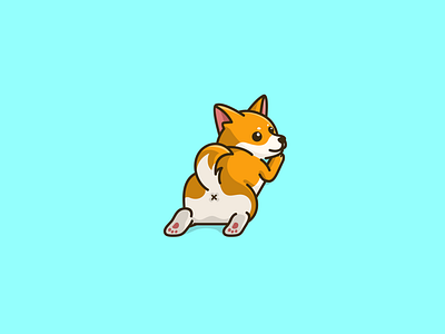 Shiba ass cartoon cute design illustration logo mascot minimalist shiba simple