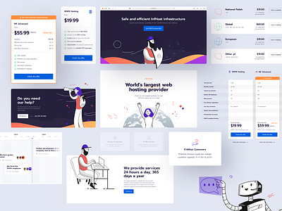 InfHost - Free UI Kit for hosting & domains provider card clean color design domains download free freebies graphic design hosting illustration landingpage minimal simple template ui ui kit ux website