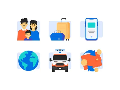 Si24 ambulance bag car character design family flat globe icon illustration line luggage money smartphone suitcase ui vector vehicle wallet world