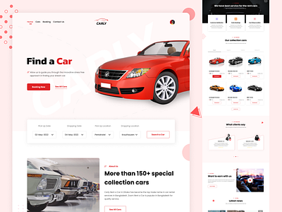 CARLY-Car Automobile Vehicles Website Landing Page animation automobile car car automobile vehicles website car booking carly drive landing page landing page design logo modern website rent rent a car transport ui ui design uiux vehicles web design website