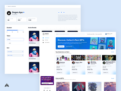 NFT Renting Platform - Dashboard UI dashboard design nft web design web3.0