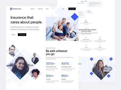 Insurance Landing Page business car insurance clean design diamond family family insurance financial insurance health insurance landing page life insurance minimalist minimalistic travel insurance ui ux web website white