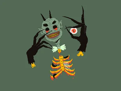 Imaginary Friend flat halloween horror illustration procreate scary