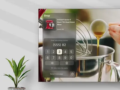 Shoppable TV - Text to Mobile animation keyboard link motion numpad on screen pdp product remote send sms television text transition tv ui