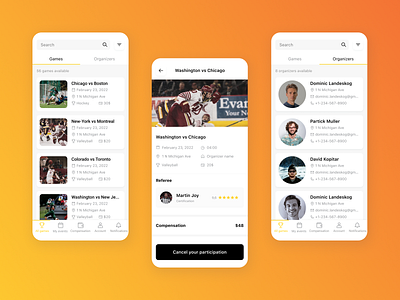 Mobile Application for Sport Management app application design development figma material design sport ui ui design ux ux design