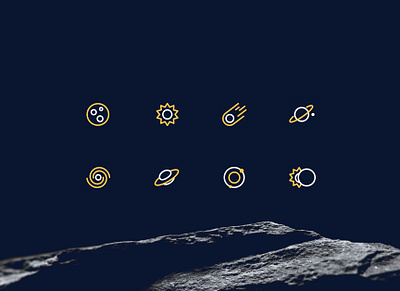 Space icon set cosmos design graphic design icon iconography illustration line logo planet space vector