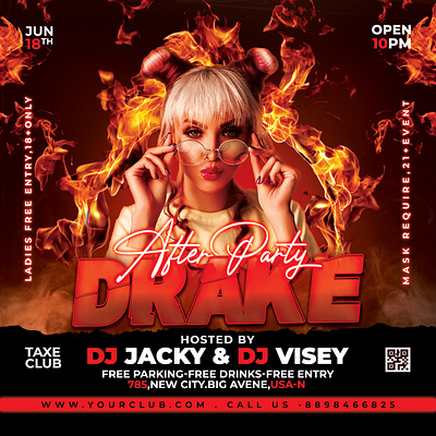 Social Media Night Club dj event party Flyer template & poster ladies night party party flyer