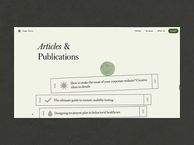 OU website - the element of articles & publications animation articles books circle geometry hover links minimalistic modern motion design portfolio publications ui video web website