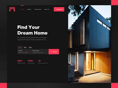 Real Estate Website black red home page landing page luxury houses property landing property landing page property website real estate real estate landing real estate landing page real estate website ui uxui website