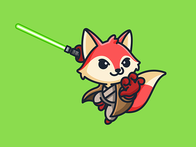 Becoming the Hero action adorable attack cartoon character cloak cool cute fox hero illustration jedi jumping lightsaber mascot powerful starwars story strong sword
