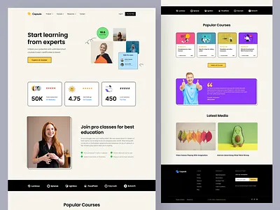Online Course Education Landing Page education elearning homepage landing page landingpage ridoy rock ui user interface ux web web design