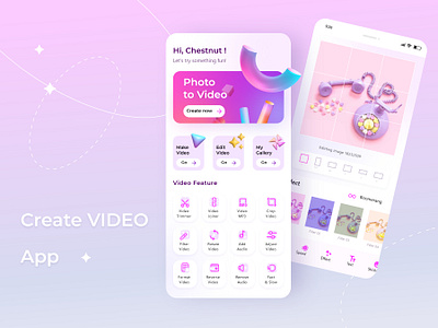 Video Editor Concept 3d app design edit editor gradient illustration image mobile photo ui video video editor