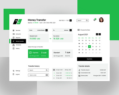 Web, desktop app design. Money Transfer. Online Banking. Finance application design bank banking design design system desktop finance fintech interfaces mobile design online banking product design saas screen design transfer ui user flow ux web app wireframes