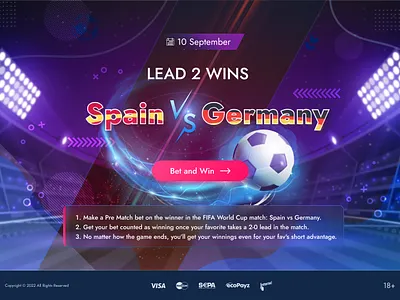 Pre-Landing Football Event betting design event graphic design landing pre landing site sport ui ux visual