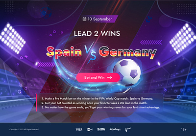 Pre-Landing Football Event betting design event graphic design landing pre landing site sport ui ux visual