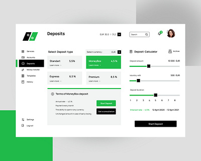 Web, desktop app design. Deposit calculator. Banking service. app design application bank calculator deposit desktop finance fintech mobile design product design saas user experience user interface web app design wireframe