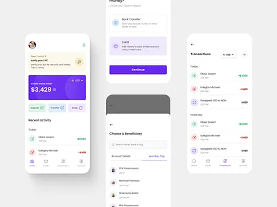 Amber - Send, receive and convert cash easily. bank bank app bank ui deposit design figma figmadesign finance finance app fintech home page money save