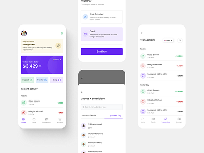 Amber - Send, receive and convert cash easily. bank bank app bank ui deposit design figma figmadesign finance finance app fintech home page money save