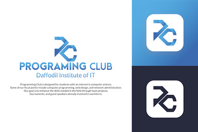 Programing Club logo design of Daffodil Institute of IT clean design flat graphic design lettering logo logo deisgn minimal