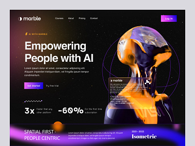 AI Robotic Website: Landing page 3d ai ai header ai website artificial intelligence crypto design figma design gradient header homepage ui uihut web web header webdesign website website design