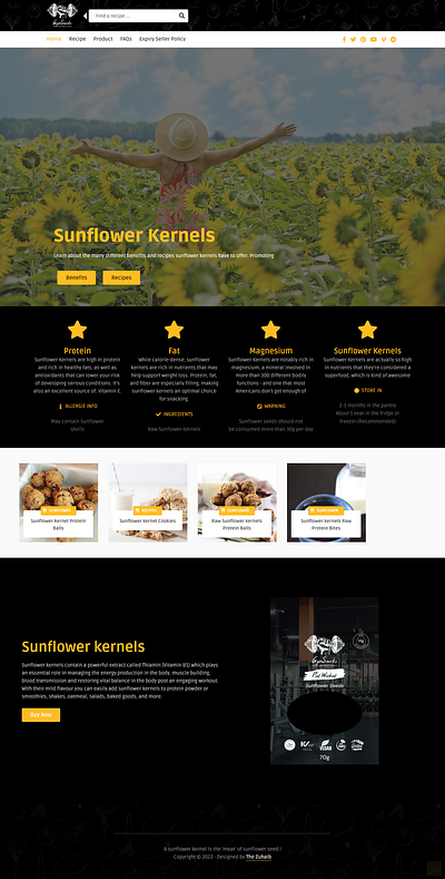 Sunflower kernels Recipe and selling web design branding design ui web design website design wordpress website