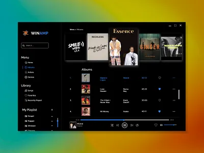 Winamp Dark 2022 application design design ux photography music music app redesign redesign desktopapp ui uxui winamp