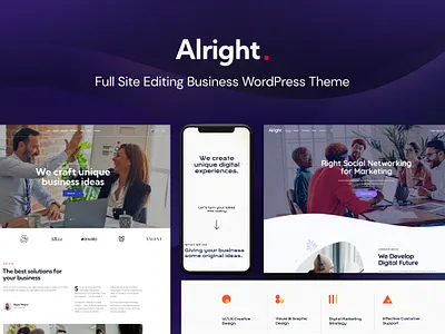 Alright - Full Site Editing Business WordPress Theme design illustration logo web design web development webdesign woocommerce wordpress wordpress theme wordpress themes