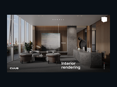 Architectural Visualization Studio — Service Page Hero agency agency website architectural visualization background photo clean design clean ui design hero section interior design layout grid minimal page layout scroll hint service page studio branding studio website web design