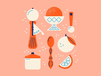 Sorbet dessert digital illustration food illustration orange scoop sorbet sugar