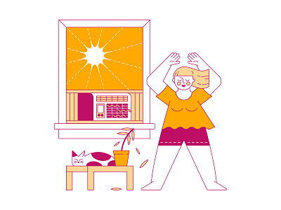 Heat Wave ac air conditioning cat digital illustration heat heat wave illustration summer sun