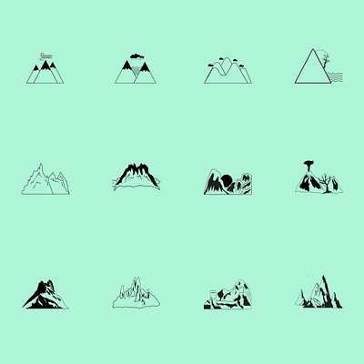 12 Mountains Icon design graphic design icon illustration logo vector