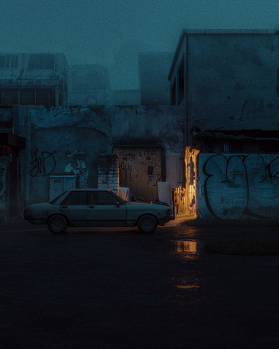 Tuesday night 3d car cinema cinematic city dark digital art