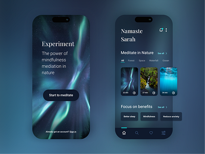 Meditation App - Sign up & Home page app dailyui homepage meditation mobile product design sign up ui challenge