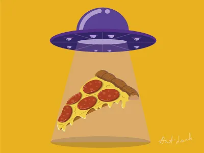 Pizza and UFO illustration design food illustration illustrator pizza ufo vector