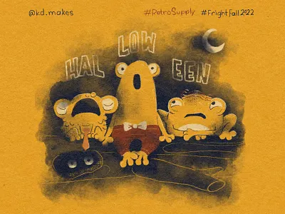 FF2022 | Day 27 - Toad book budweiser children cute fall fright frog halloween illustration kid lit log moon october retro silly singing supply texture toad