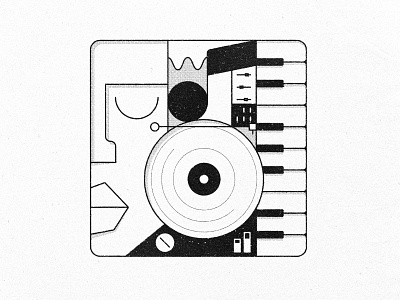Sound of Music art club digital art dj graphic design graphiste illustration line art line illustration listen listening to music minimal music piano textured turn table