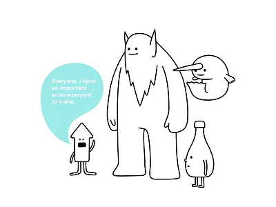 important announcement animal announcement bottle branding cartoon character communication design dribbble friends illustration listening mascot narwhal speaking talking team