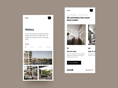 Mobile Layouts agency agency website architectural visualization branding clean design digital branding gallery page identity logo minimal mobile gallery portfolio responsive studio studio website web design