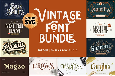 Vintage Fonts Bundle Typeface | Retro Font | Modern Vintage | Bl app branding design graphic design illustration logo typography ui ux vector