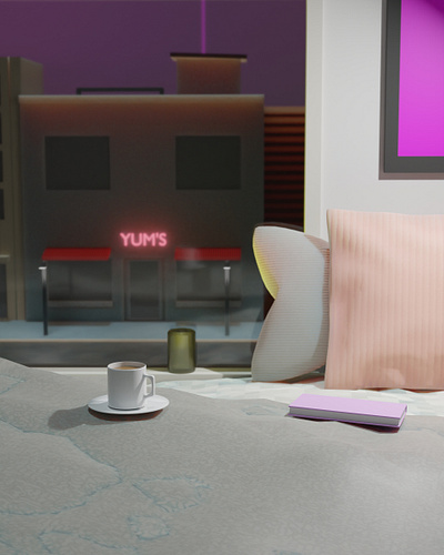Evening Coffee 3d illustration blender cofeetime coffee evening illustration lofi