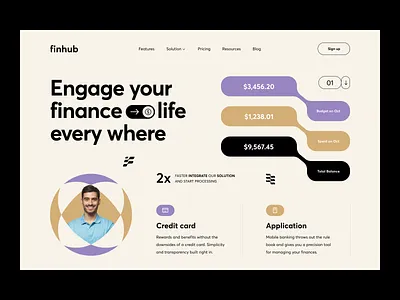 Finhub Web Header bank banking banking app design digital banking finance app financial fintech landing page mobile bank mobile banking money orix sajon ui ux web web design webdesign website