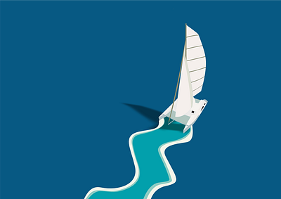 SAIL boat boatsail concept design graphic design illustration ocean sail vector waves