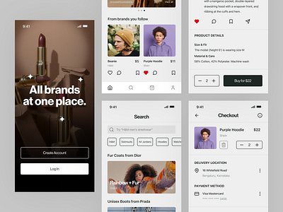 Fashion eCommerce - Mobile App UI app app design clean clothing app ecommerce fashion fashion app fashion social media ios marketplace minimal mobile app online shop online store shopping store ui