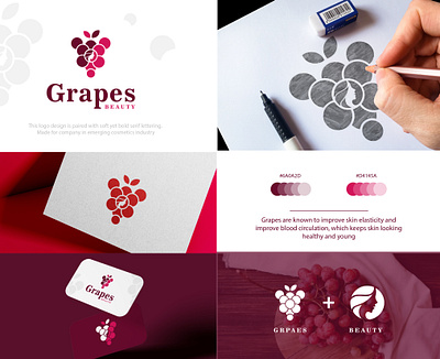 🍇Grapes Beauty Logo (for sale!) abstract beauty brand brandidentity branding cosmetics cosmetics logo creative fashion grapes beauty grapes logo icon ldalamgir lettering logo logo design logomark logotype minimal modern logo