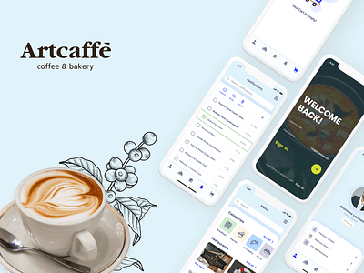 Artcaffe coffee & bakery caffe coffee coffee shop cup design ios mobile app ui uiux user interface web design website