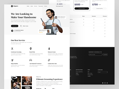 Clippers | Barbershop Landing Page Website barbershop clean design grooming haircut minimalist mockup salon template ui ui design web design