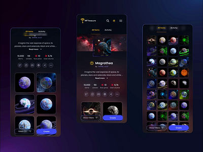 Filters for NFT Marketplace design filter filters gallery game marketplace mobile nft nftpage nftreasure sort ui ux